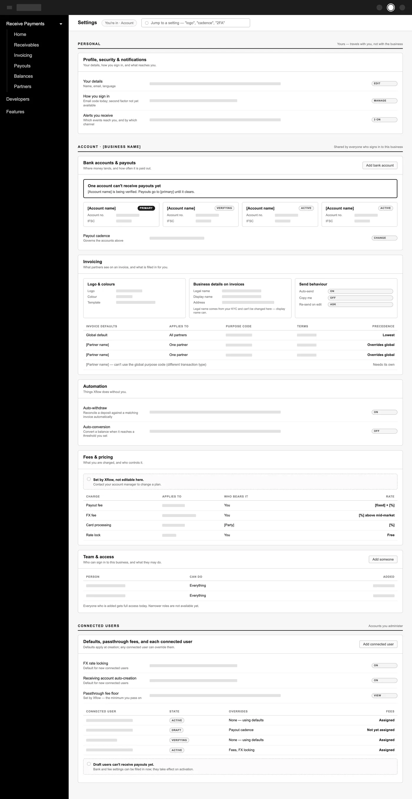 03 Everything inline. Nothing hidden. One page, every setting and its current value visible on arrival.