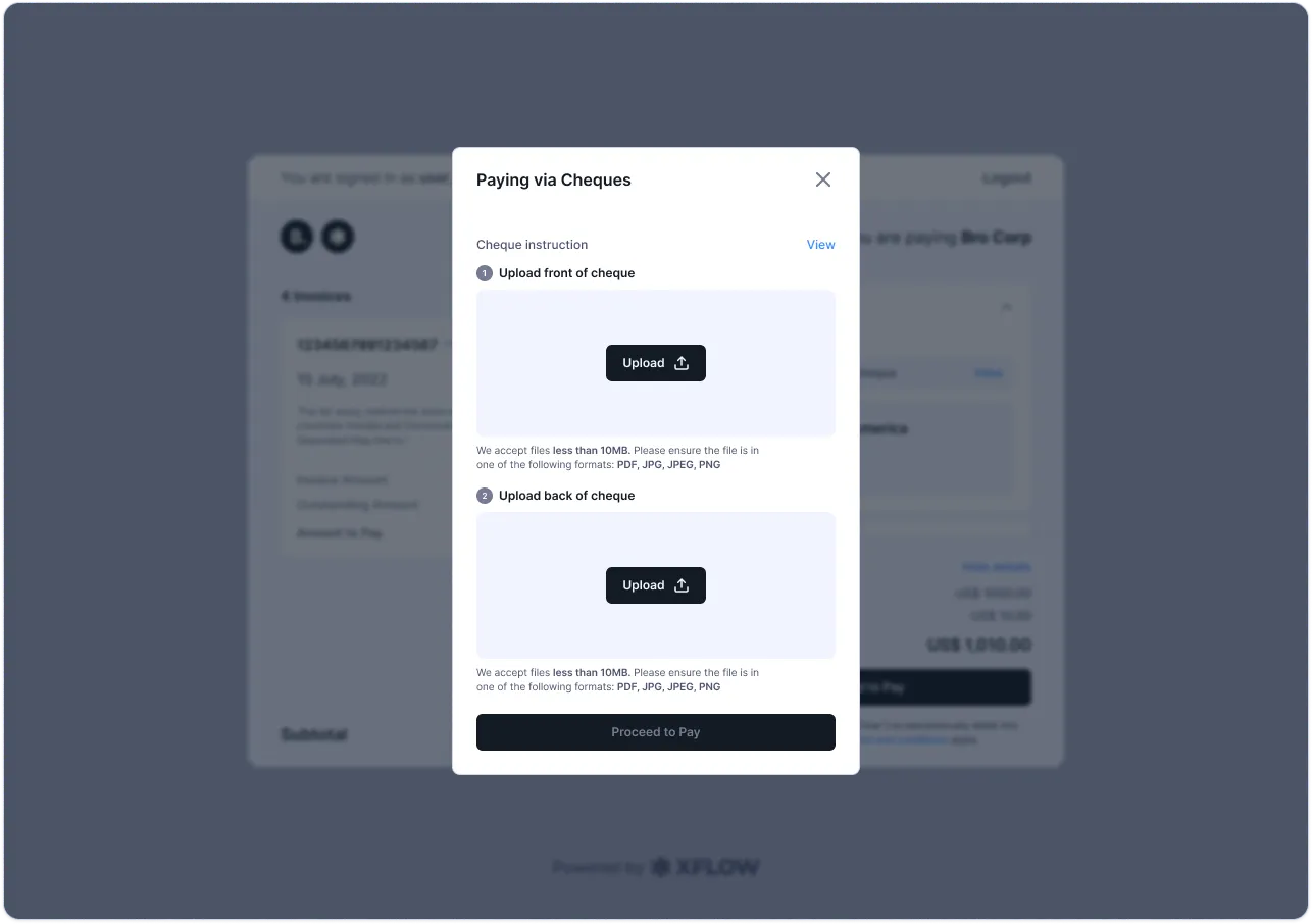 Cheque upload fields