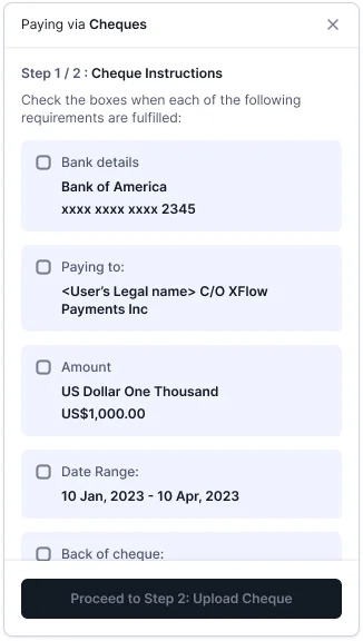 Payment confirmation with amount breakdown