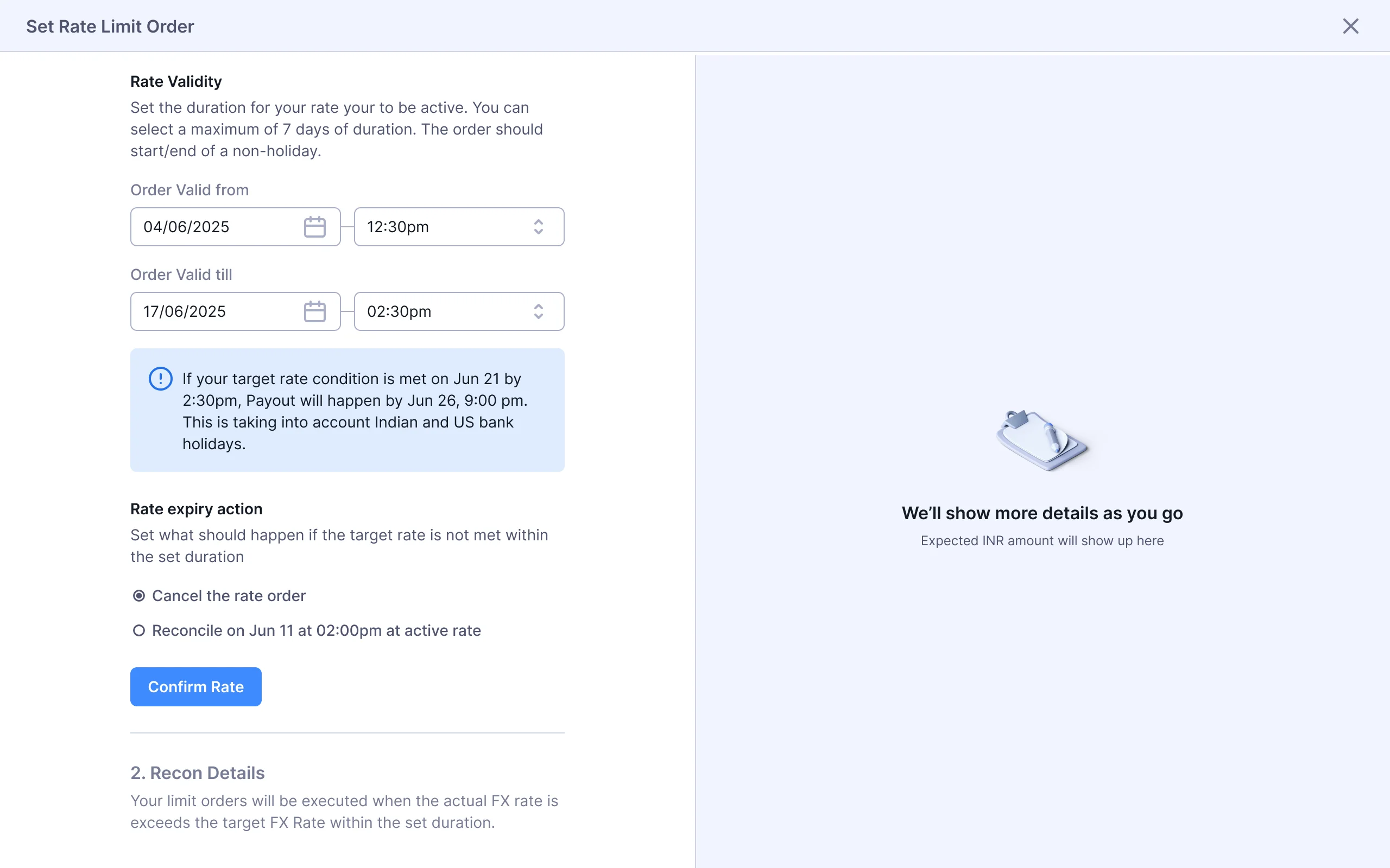 Step 2: Set the valid from and valid till dates